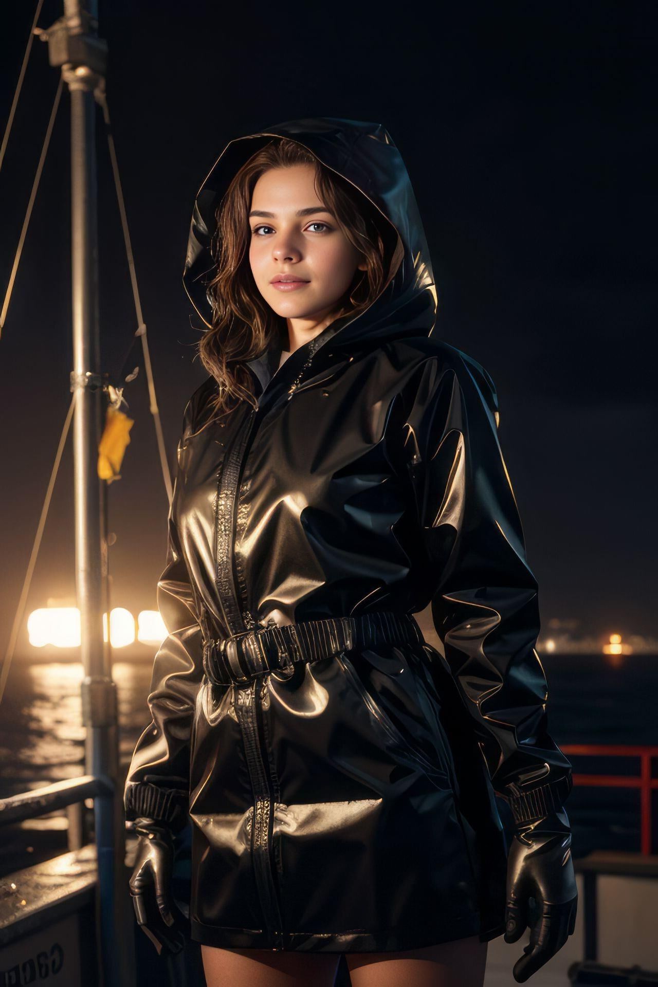 AI KI Shiny Pvc Vinyl Rain Jacket wetlook Teen 