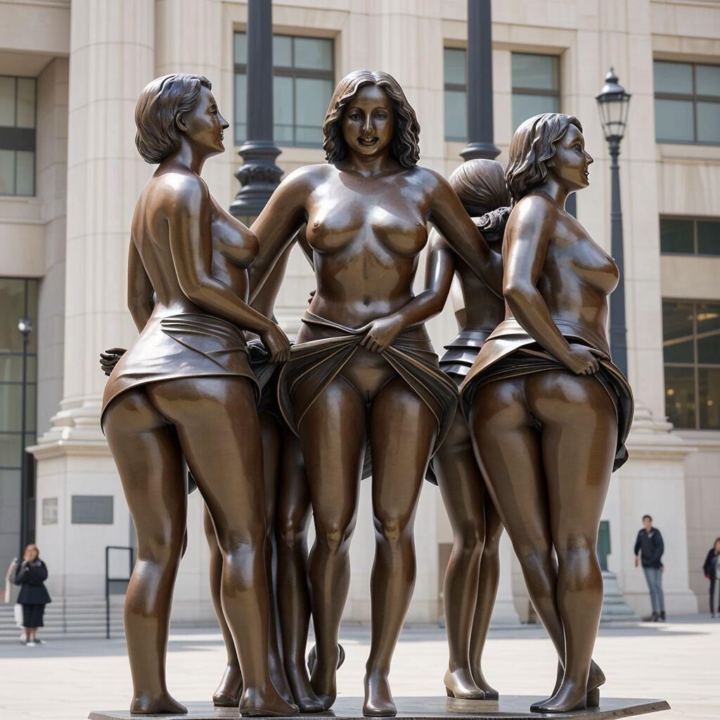 AI - Bronze statues of women lifting their skirts