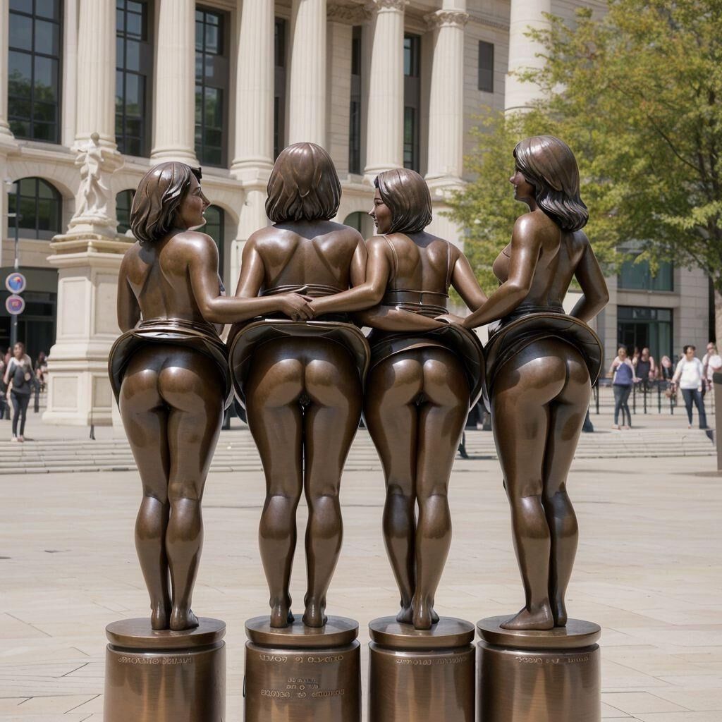 AI - Bronze statues of women lifting their skirts