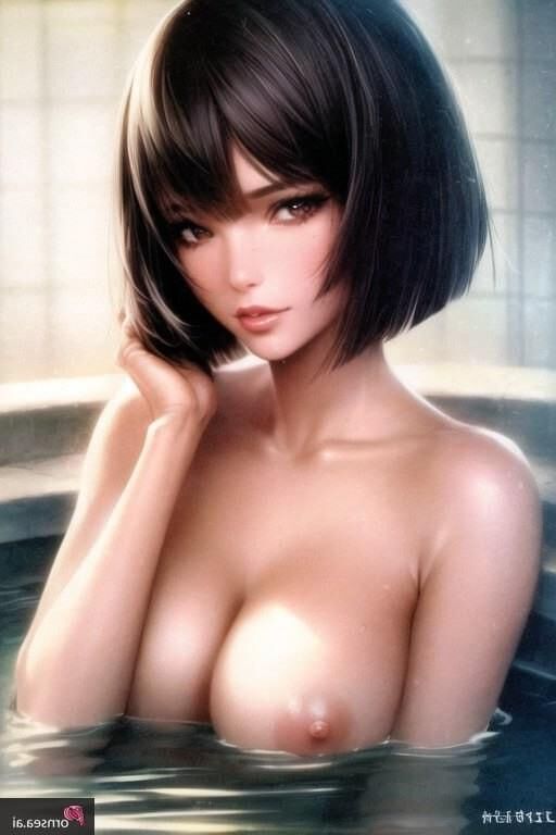 Short hair babe enjoying the bath house