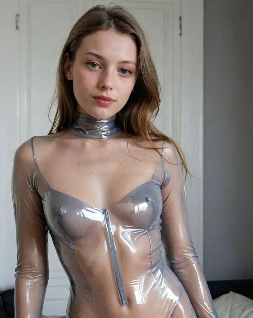 AI KI Best Teen in PVC Shiny Latex Dress 