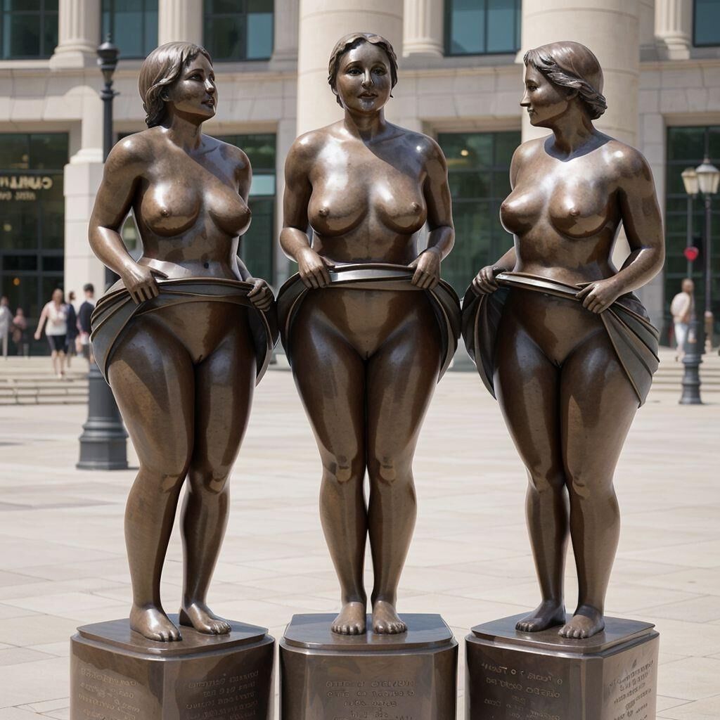 AI - Bronze statues of women lifting their skirts