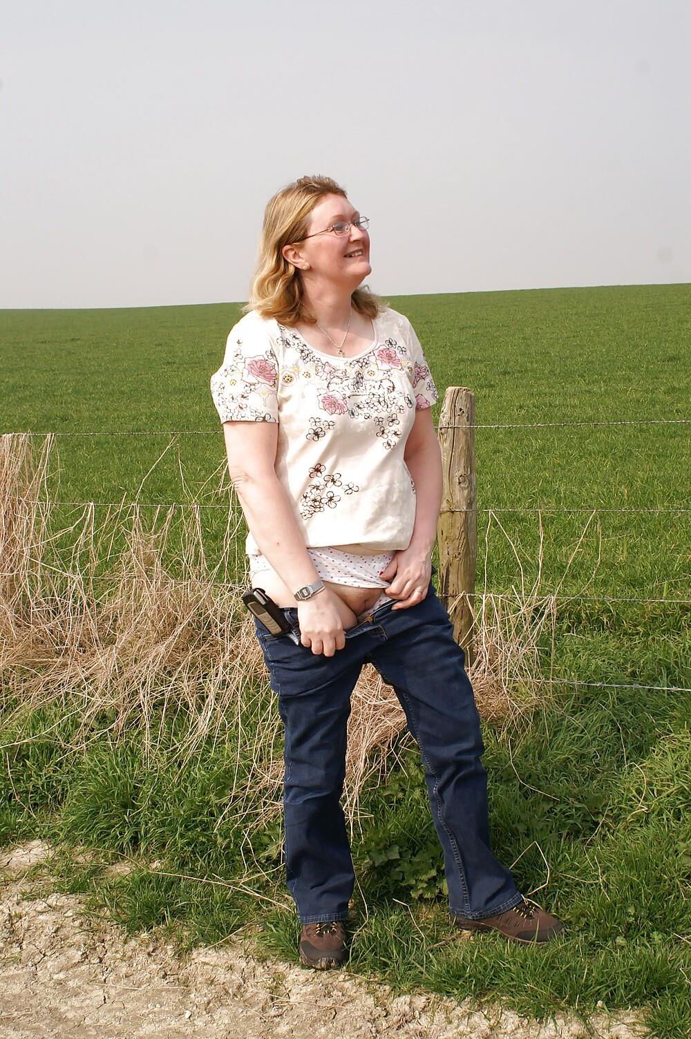 Mature blonde somewhere in the field