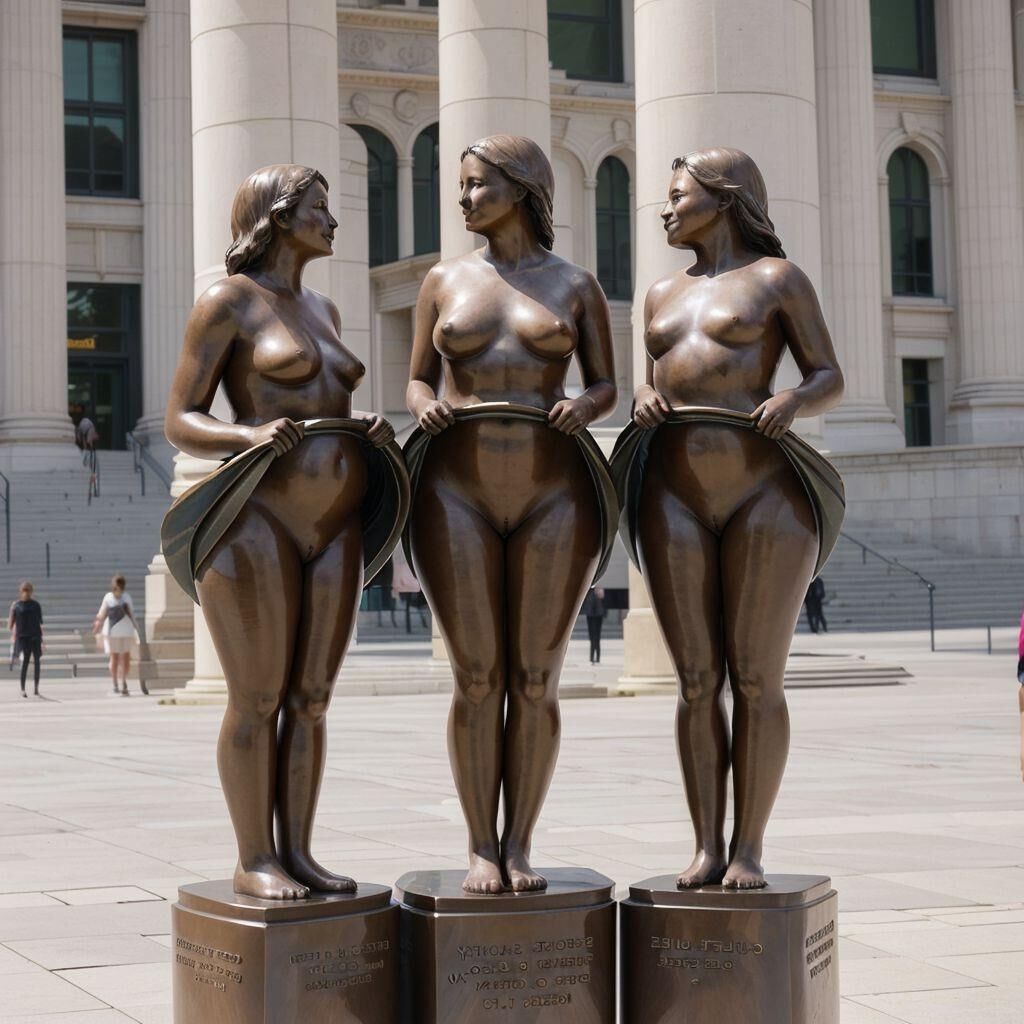 AI - Bronze statues of women lifting their skirts