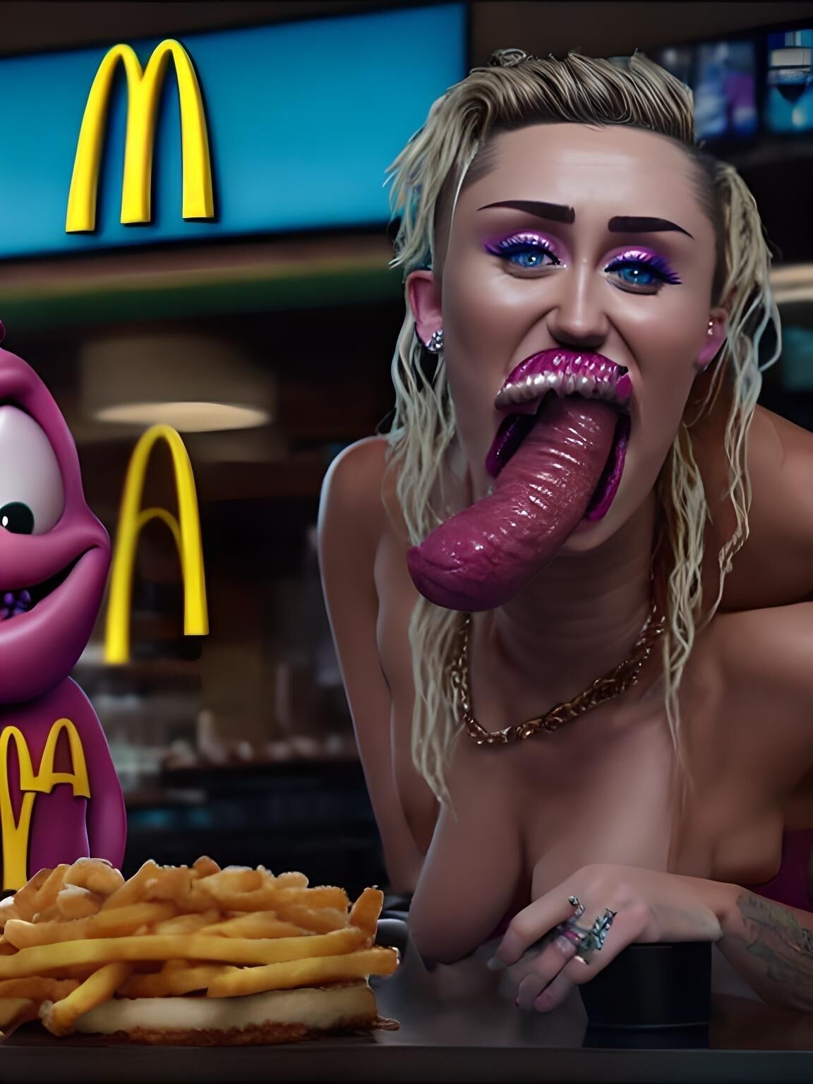 Miley Ray Cyrus borracha en McDonalds