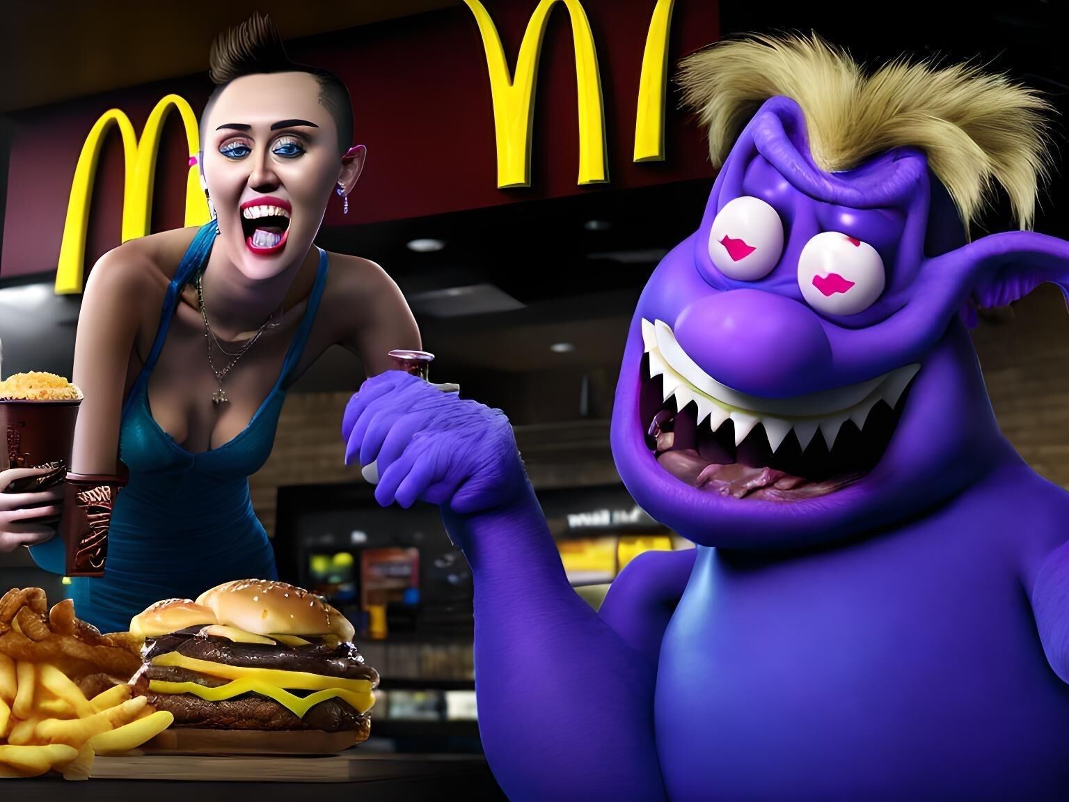 Miley Ray Cyrus borracha en McDonalds