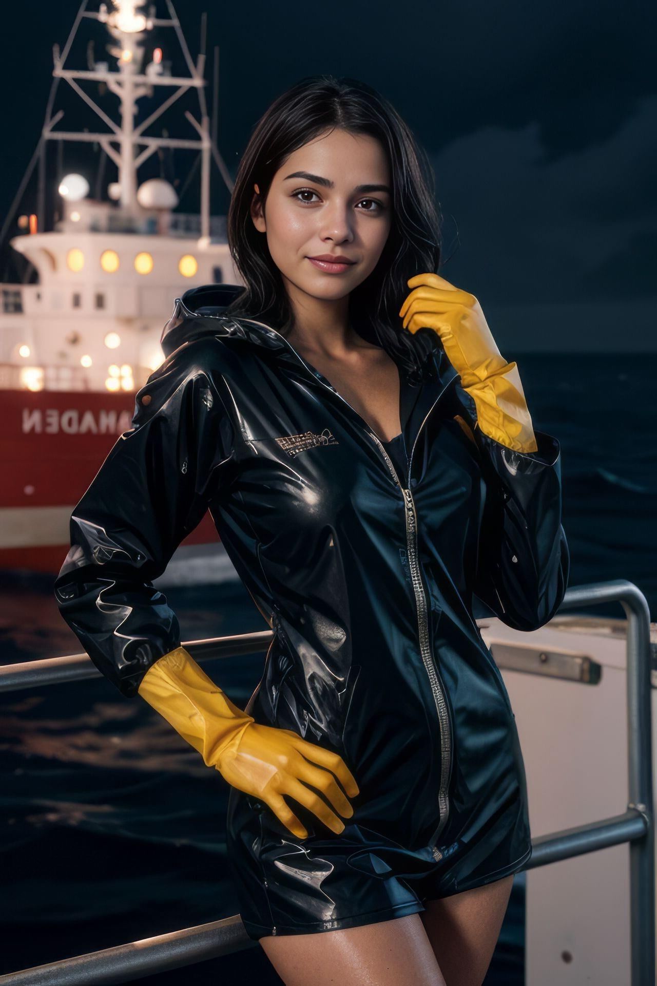 AI KI Robe en latex brillant effet mouillé Veste de pluie pour filles