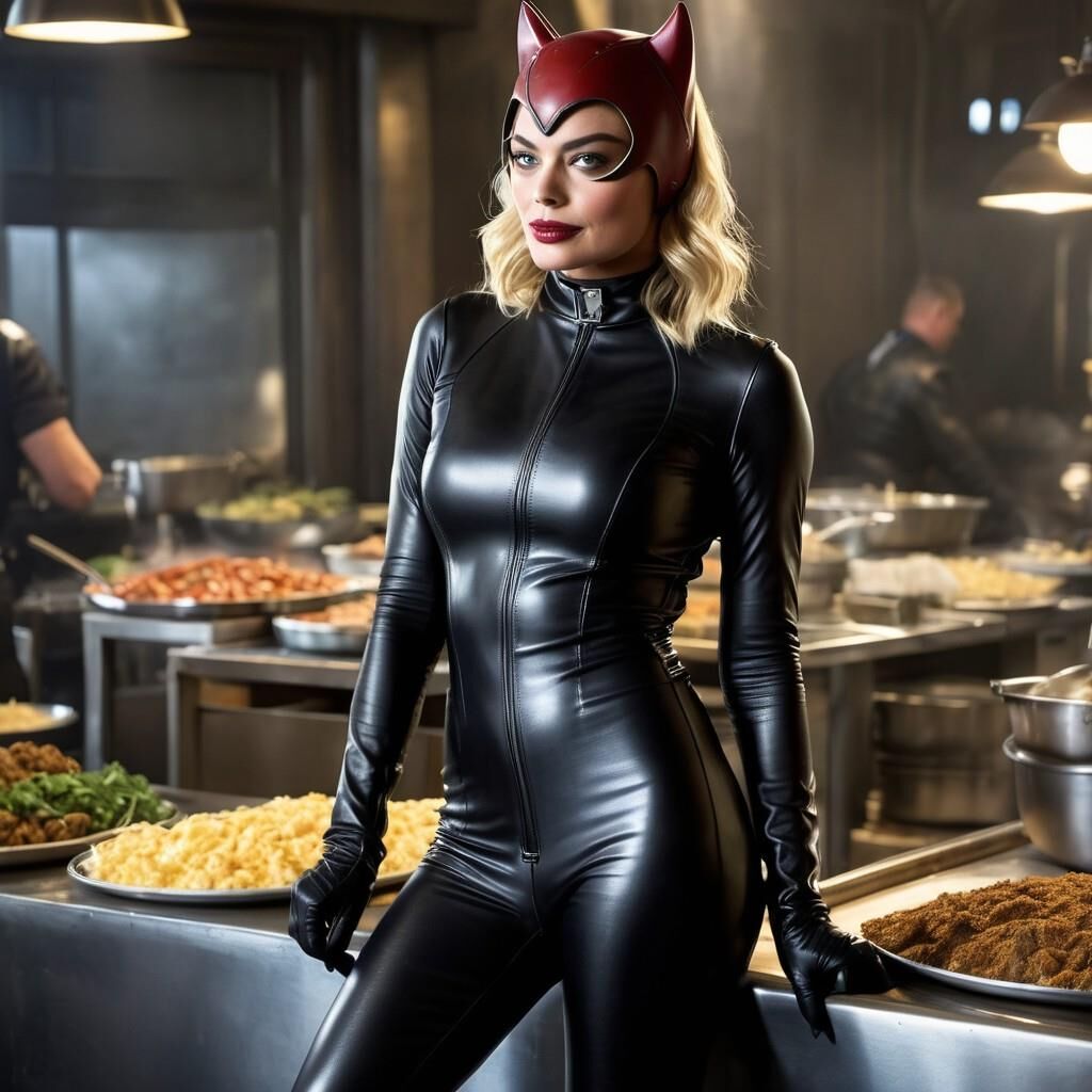 A.I. Margot Robbie in Leather as Catwoman