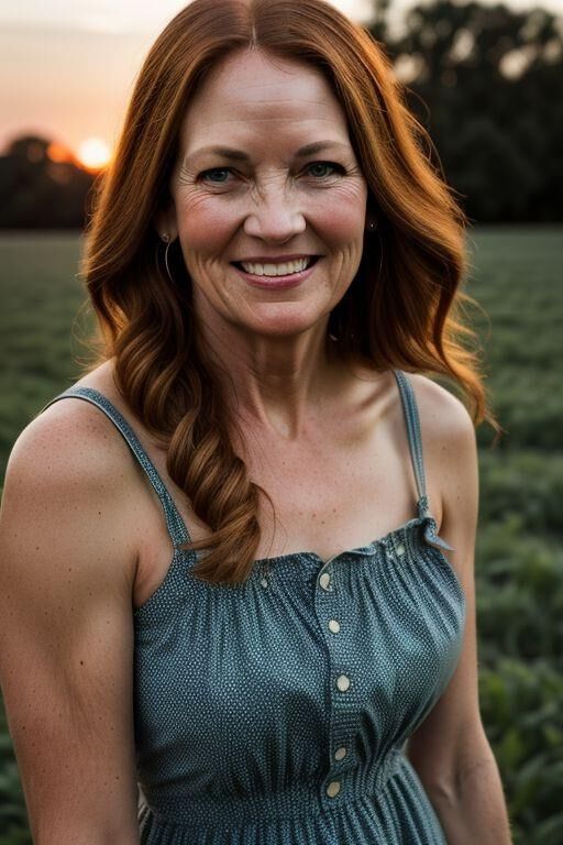 Cute MILF on the farm