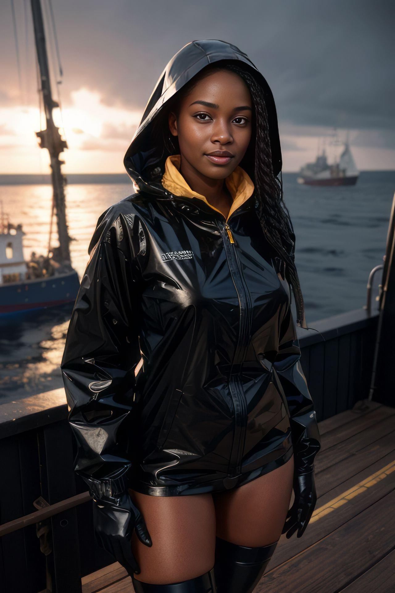 AI KI Robe en latex brillant effet mouillé Veste de pluie pour filles