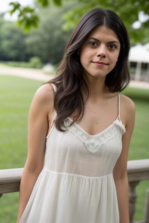 Cecily in einem weißen Sommerkleid