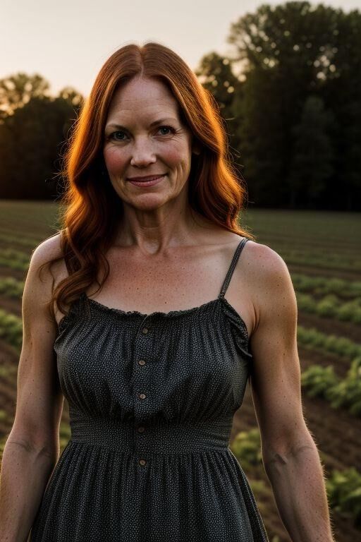 Cute MILF on the farm