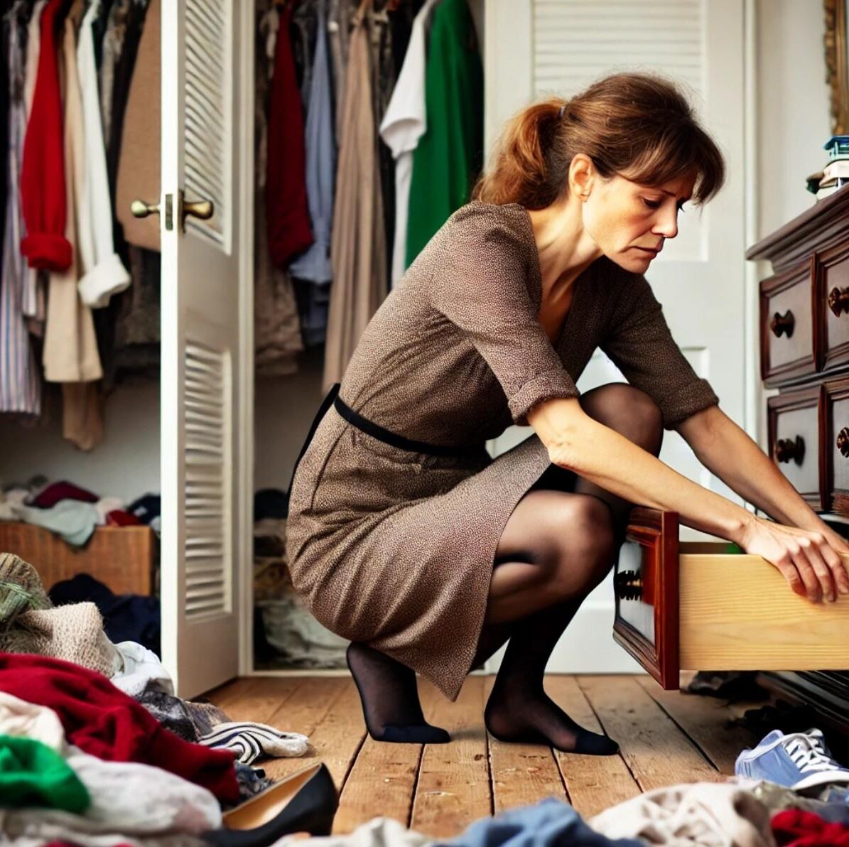 Pris en train de piller le tiroir à culottes de maman (AI)