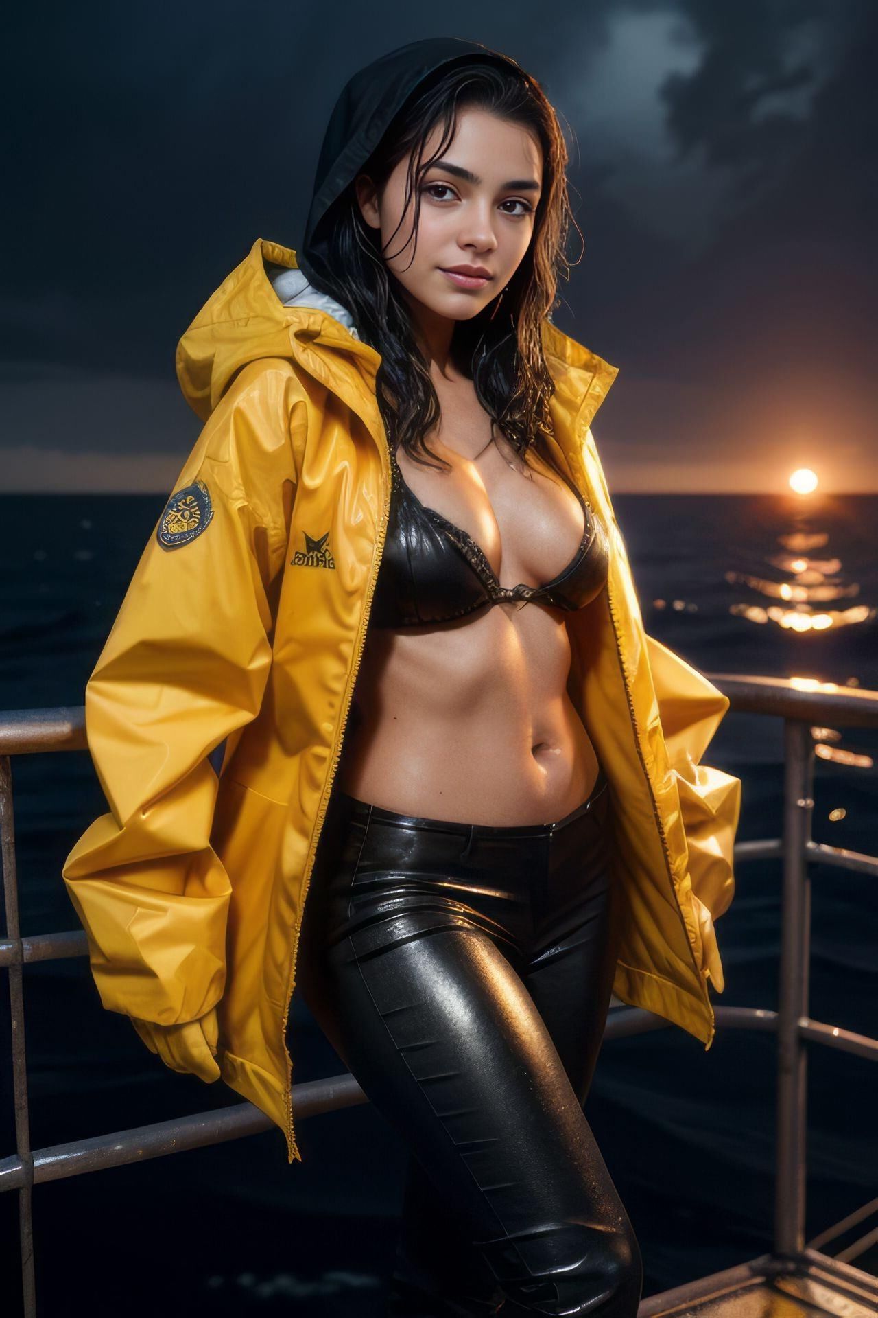 AI KI Robe en latex brillant effet mouillé Veste de pluie pour filles