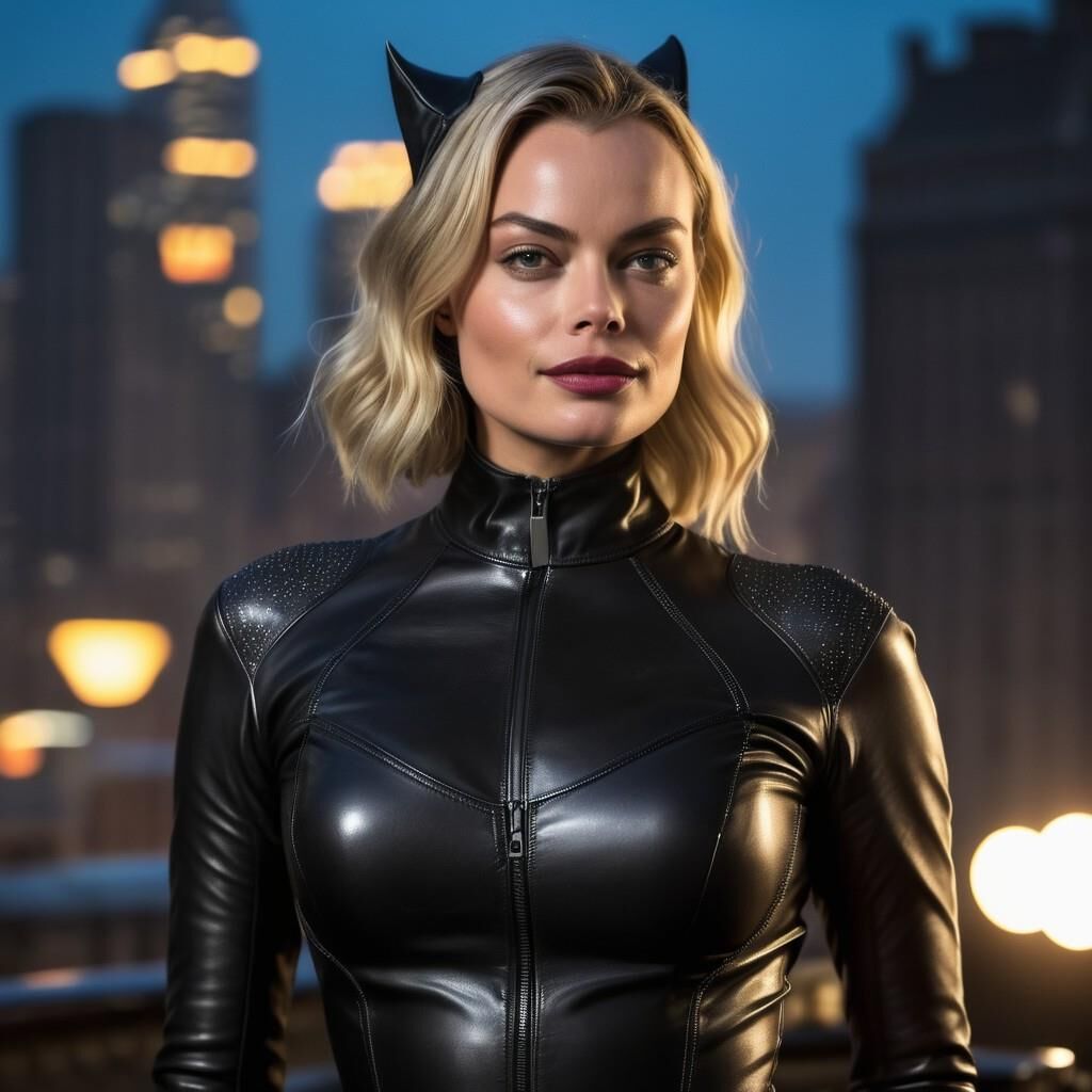 A.I. Margot Robbie in Leather as Catwoman