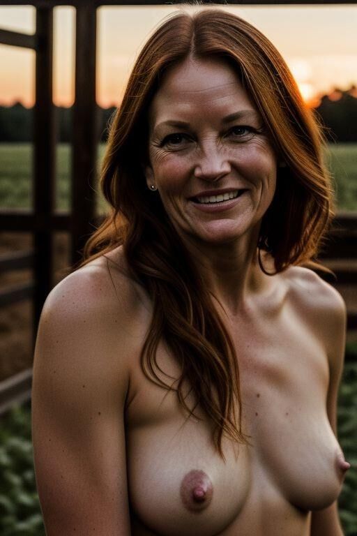 Cute MILF on the farm