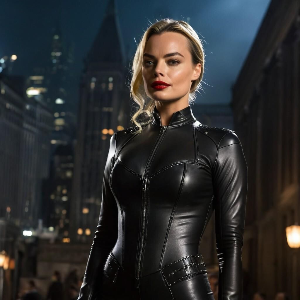 A.I. Margot Robbie in Leather as Catwoman