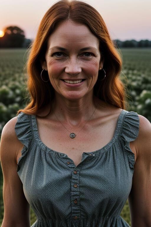 Cute MILF on the farm