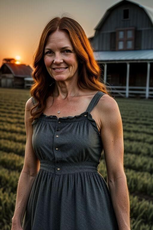 Cute MILF on the farm