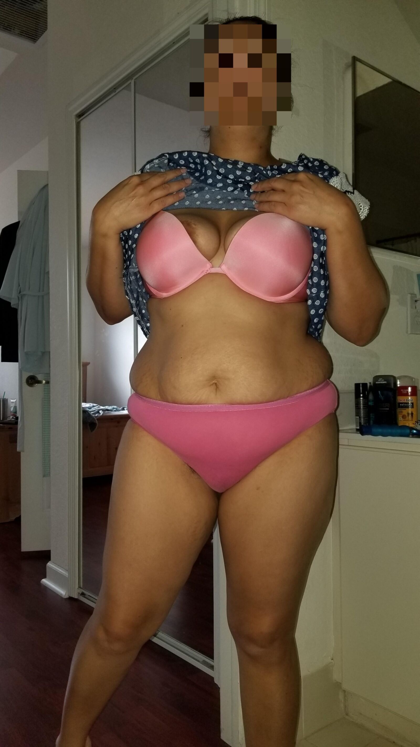 Panty and Bra Hairy Pussy Mom