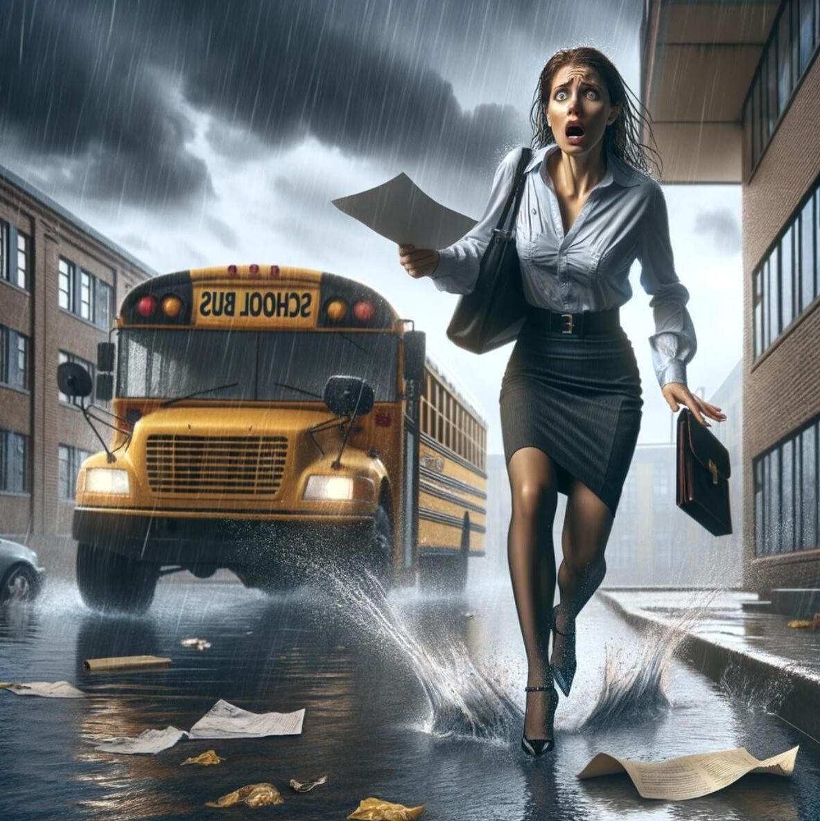 Primer día del profesor en la nueva escuela (AI)
