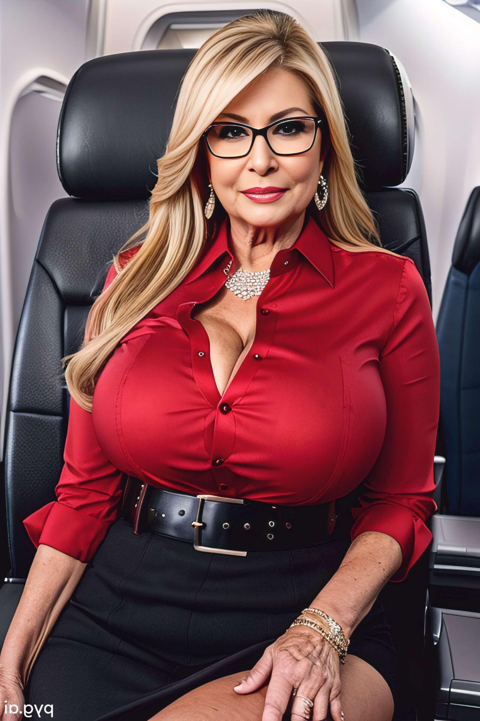 AI Mature AirplaneScene Woman 01