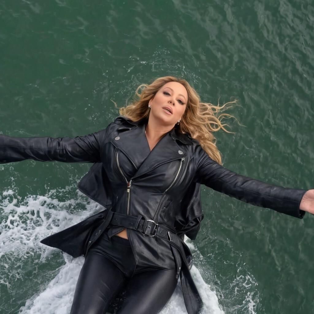 A.I. Mariah Carey in Leather at the sea