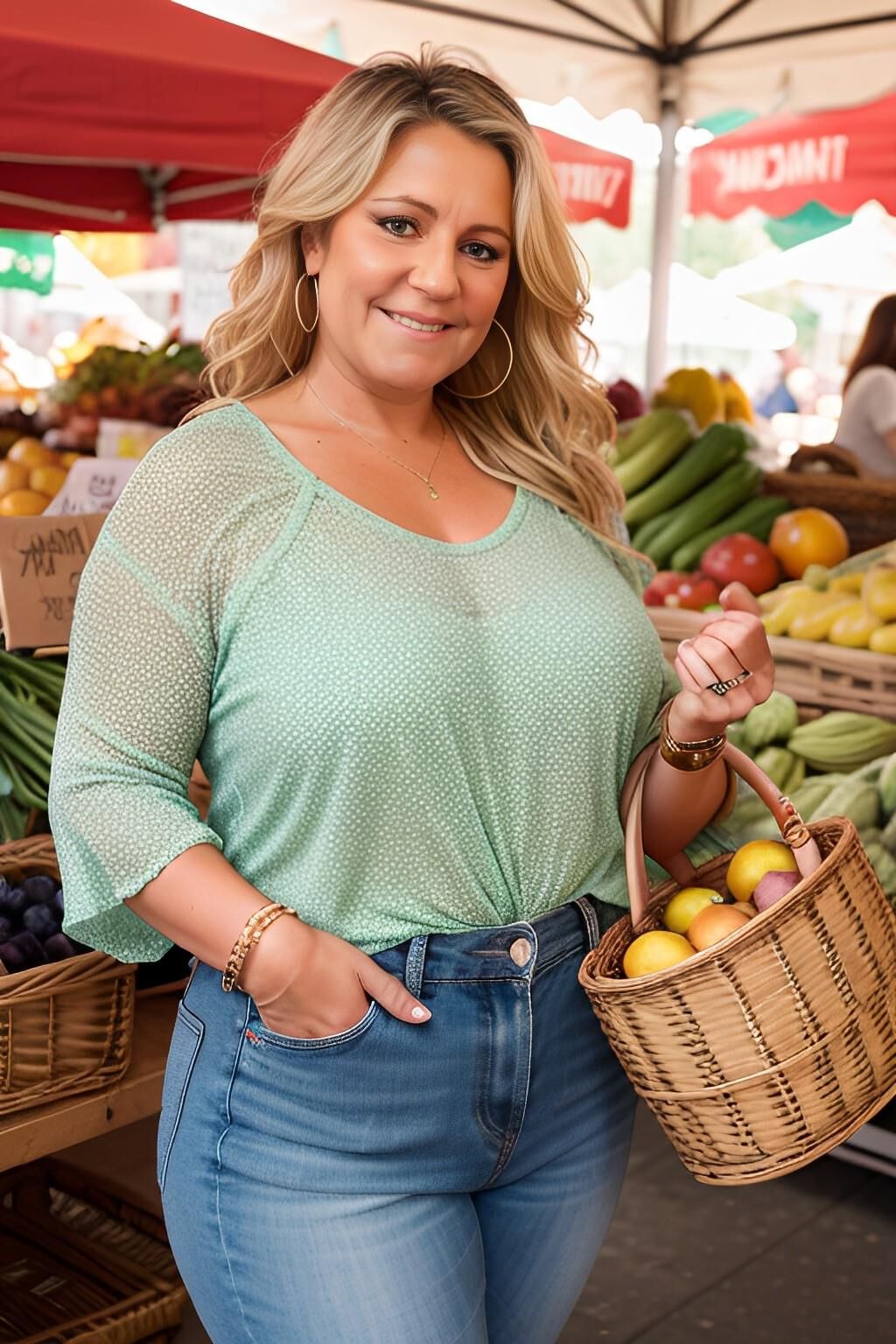 Mi madre recibiendo IA - MILF en el mercado de agricultores