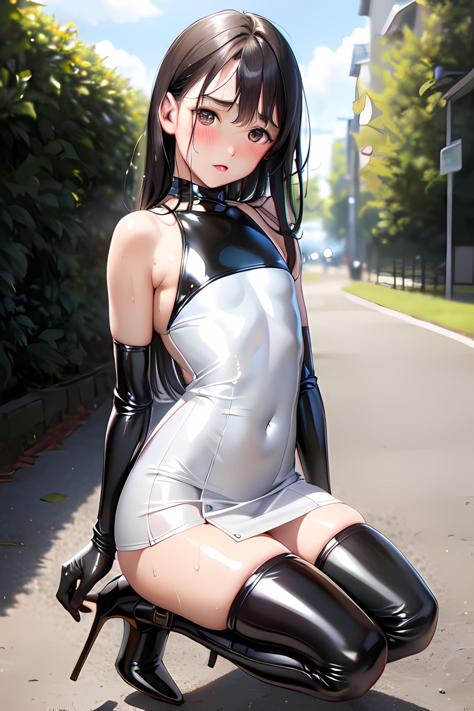 KI AI Hentai Latex Shiny Dress Bondage Teen Girl 