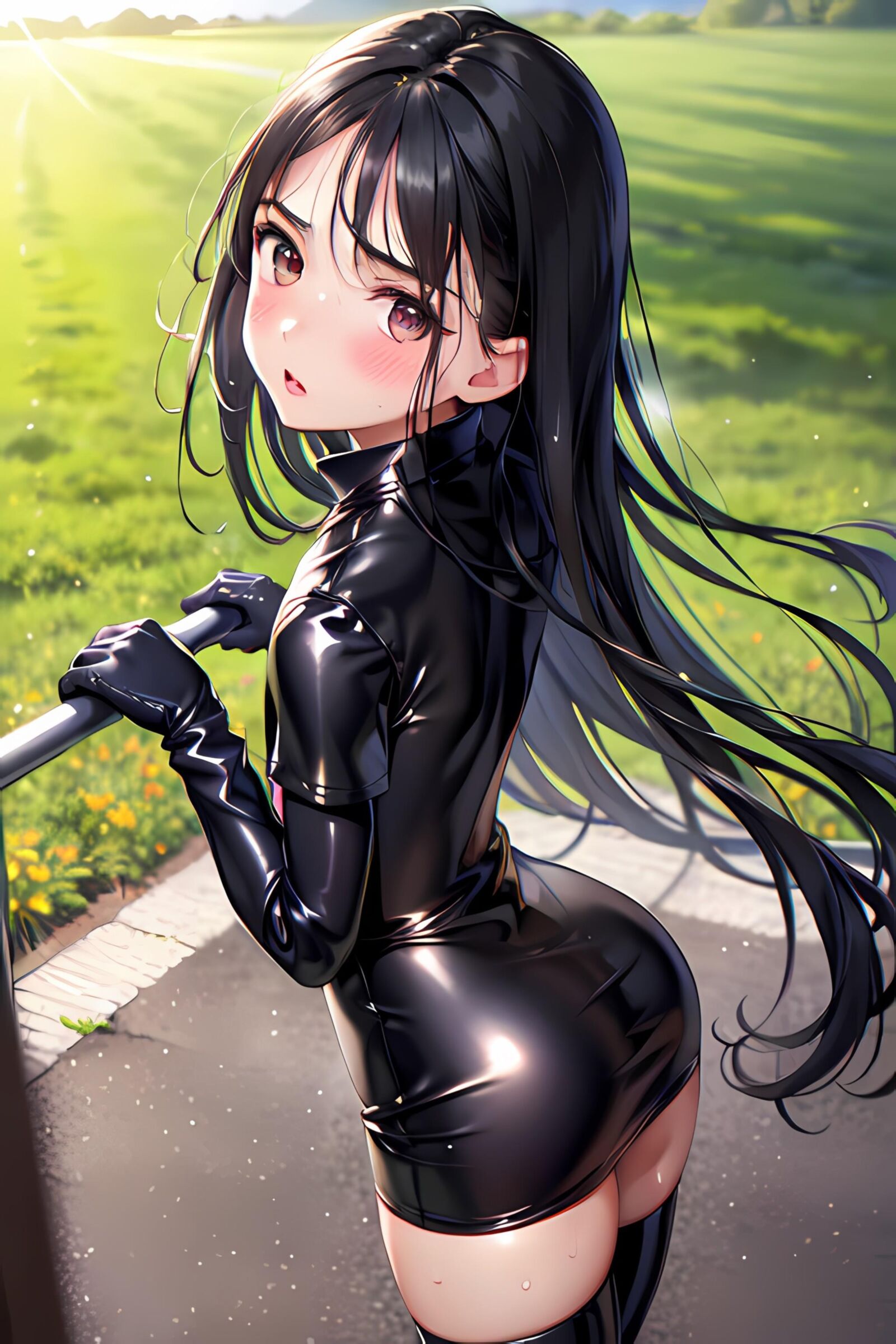 KI AI Hentai Latex Vestido brillante Bondage Chica adolescente