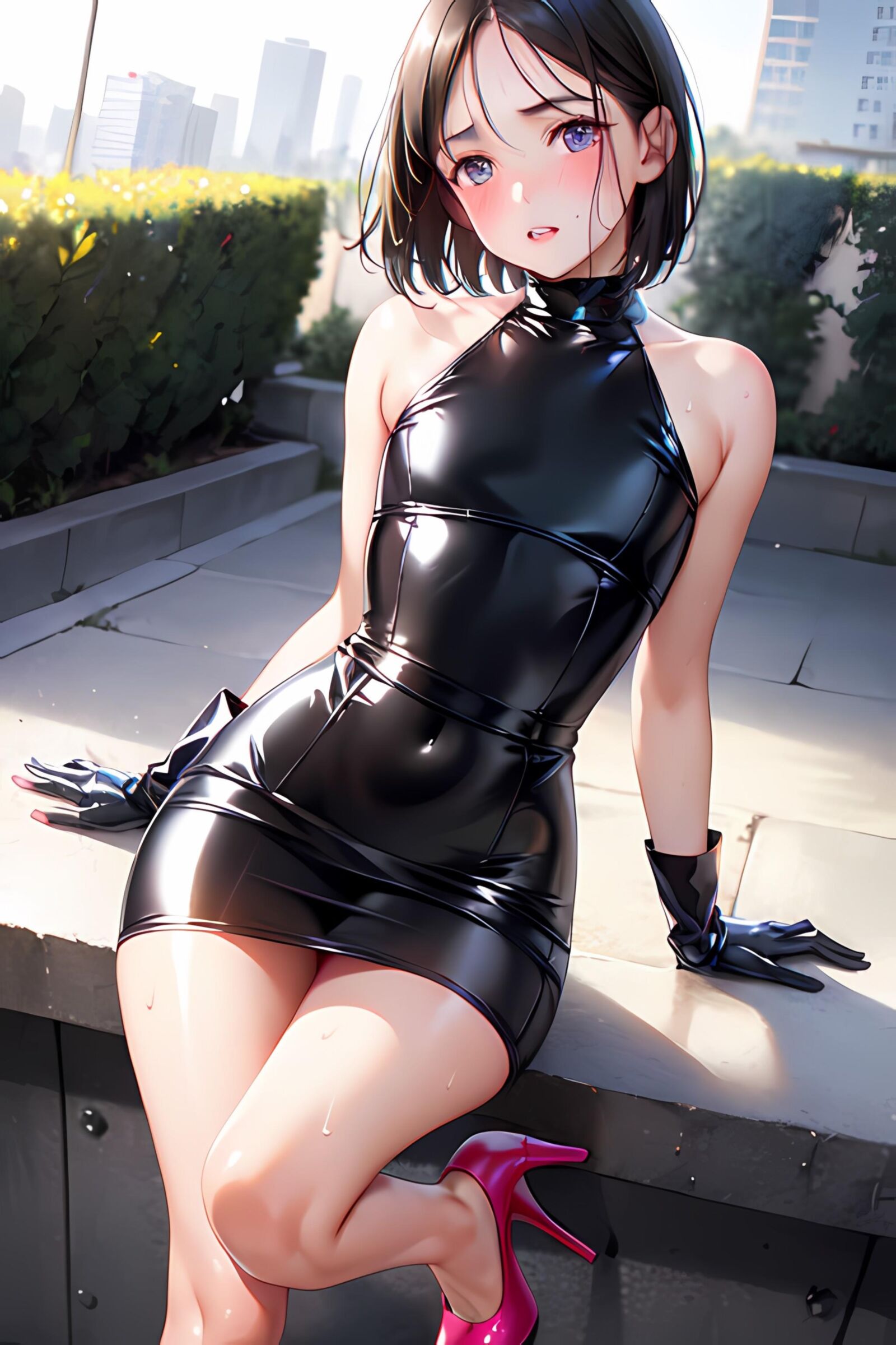 KI AI Hentai Latex Shiny Dress Bondage Teen Girl 