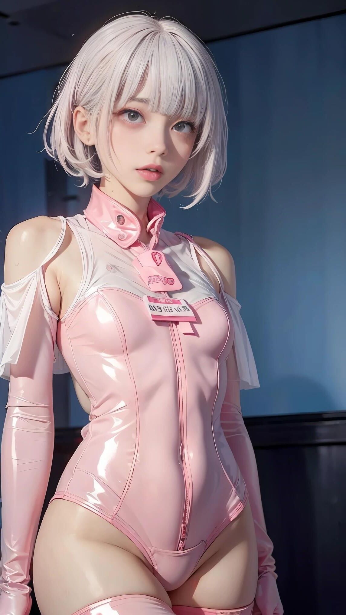 KI AI 十代の女の子の PVC ビニール Wetlook ラテックス レザー光沢のあるドレス