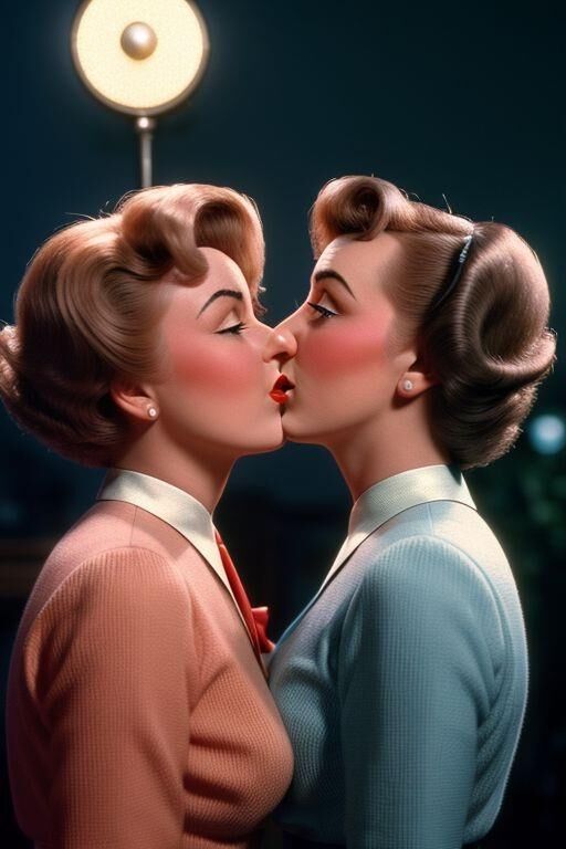 AI 1950s lesbian kissing