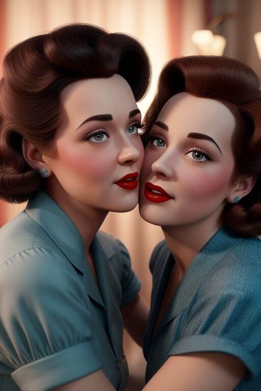 AI 1950s lesbian kissing