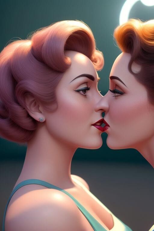 AI 1950s lesbian kissing