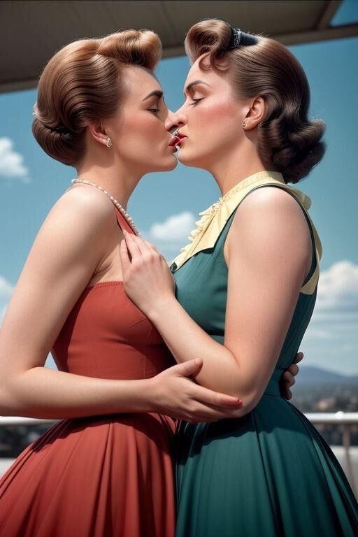 AI 1950s lesbian kissing