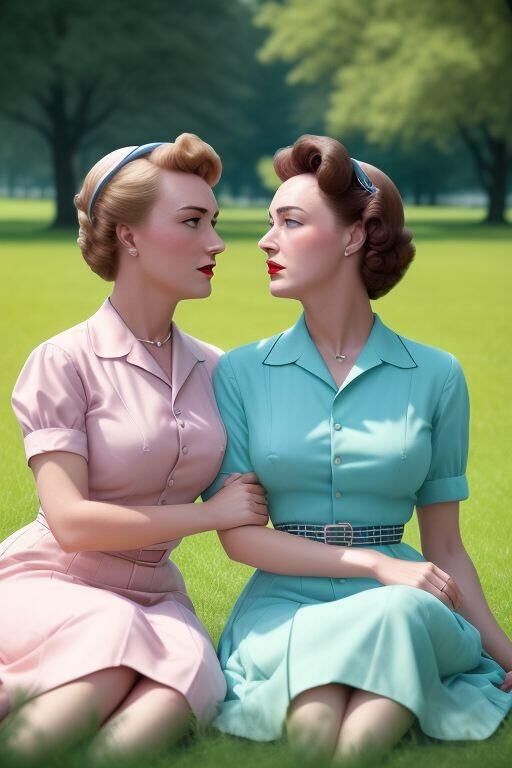 AI 1950s lesbian kissing