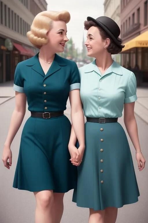 AI 1950s lesbian kissing