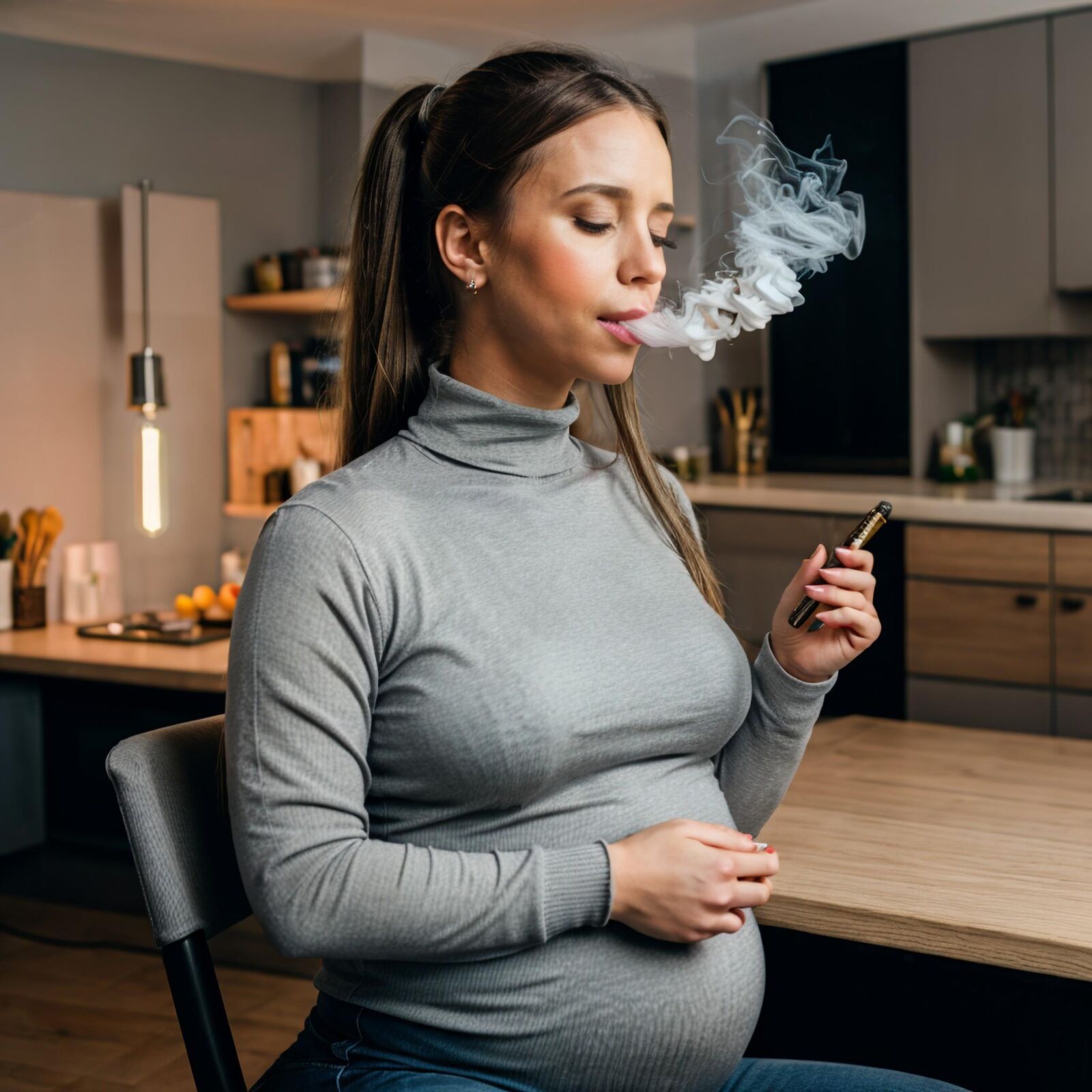 Pregnant girl smoking