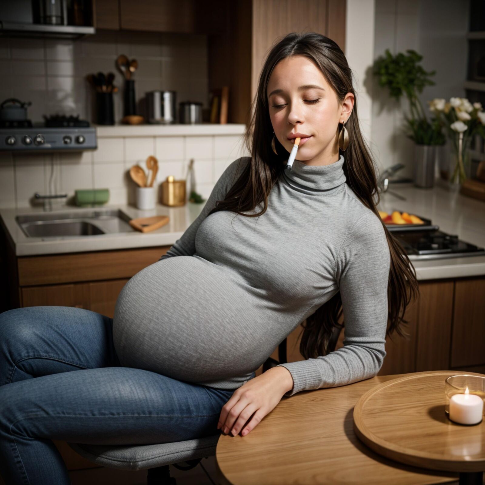 Pregnant girl smoking