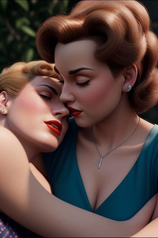 AI 1950s lesbian kissing