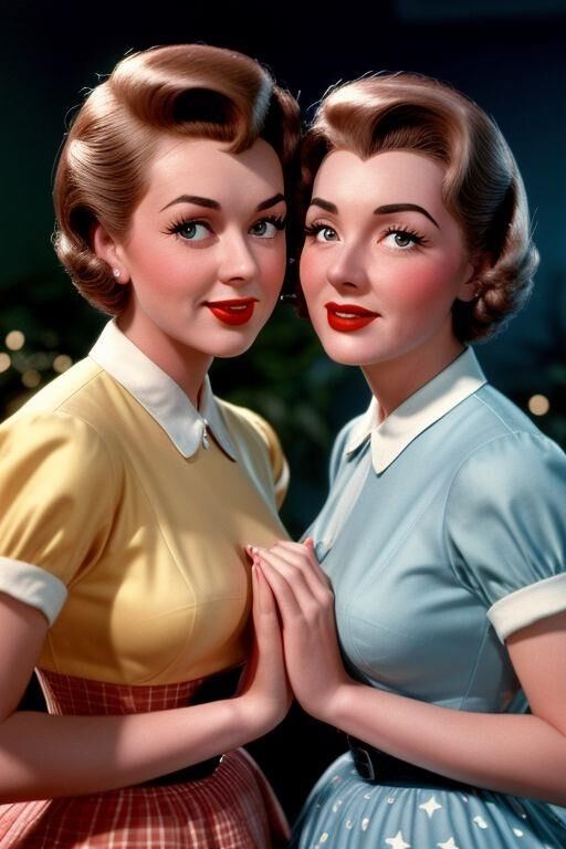 AI 1950s lesbian kissing