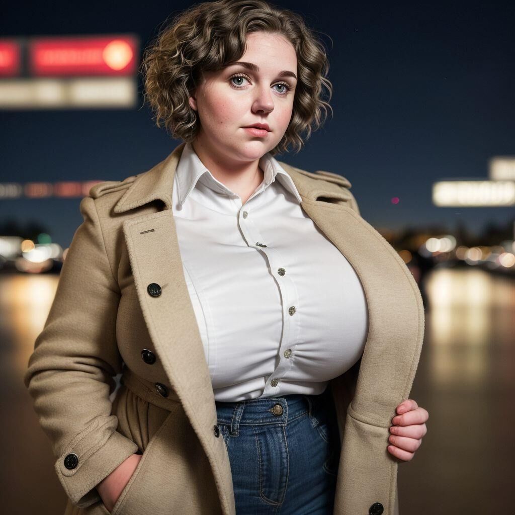 AI - Woman with short hair in a coat at the airport