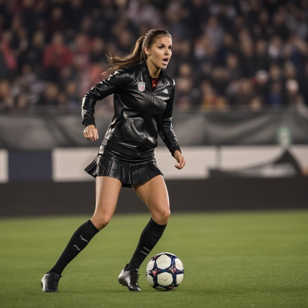 A.I. Alex Morgan playing soccer in Leather