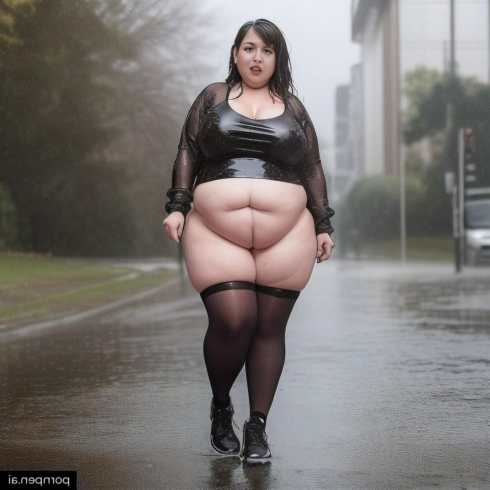 Garotas SSBBW na chuva [AI]