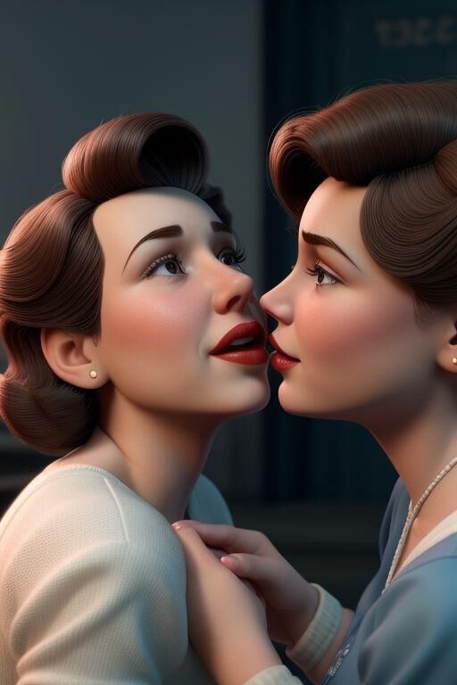 AI 1950s lesbian kissing