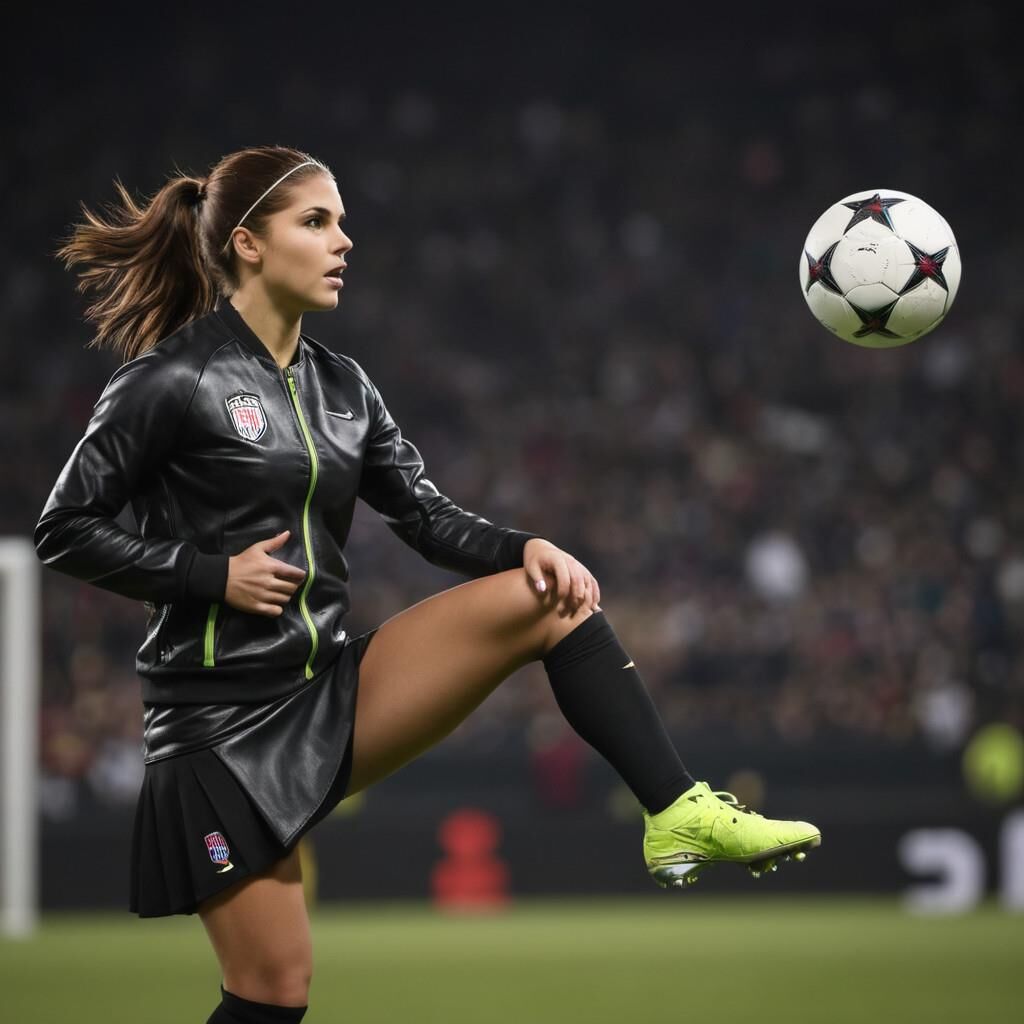 A.I. Alex Morgan playing soccer in Leather