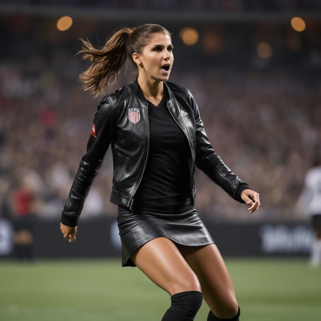 A.I. Alex Morgan playing soccer in Leather