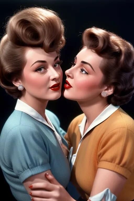 AI 1950s lesbian kissing