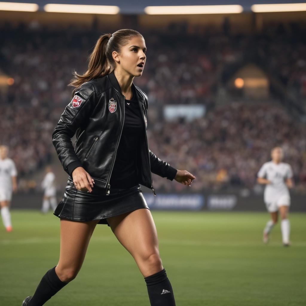 A.I. Alex Morgan playing soccer in Leather